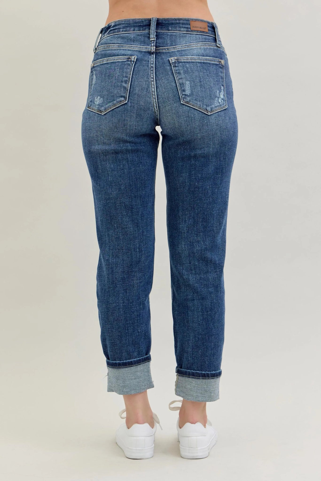 CLDSZN Distressed Boyfriend Jeans – Mid Rise Cuffed Fit Denim - CLDSZN