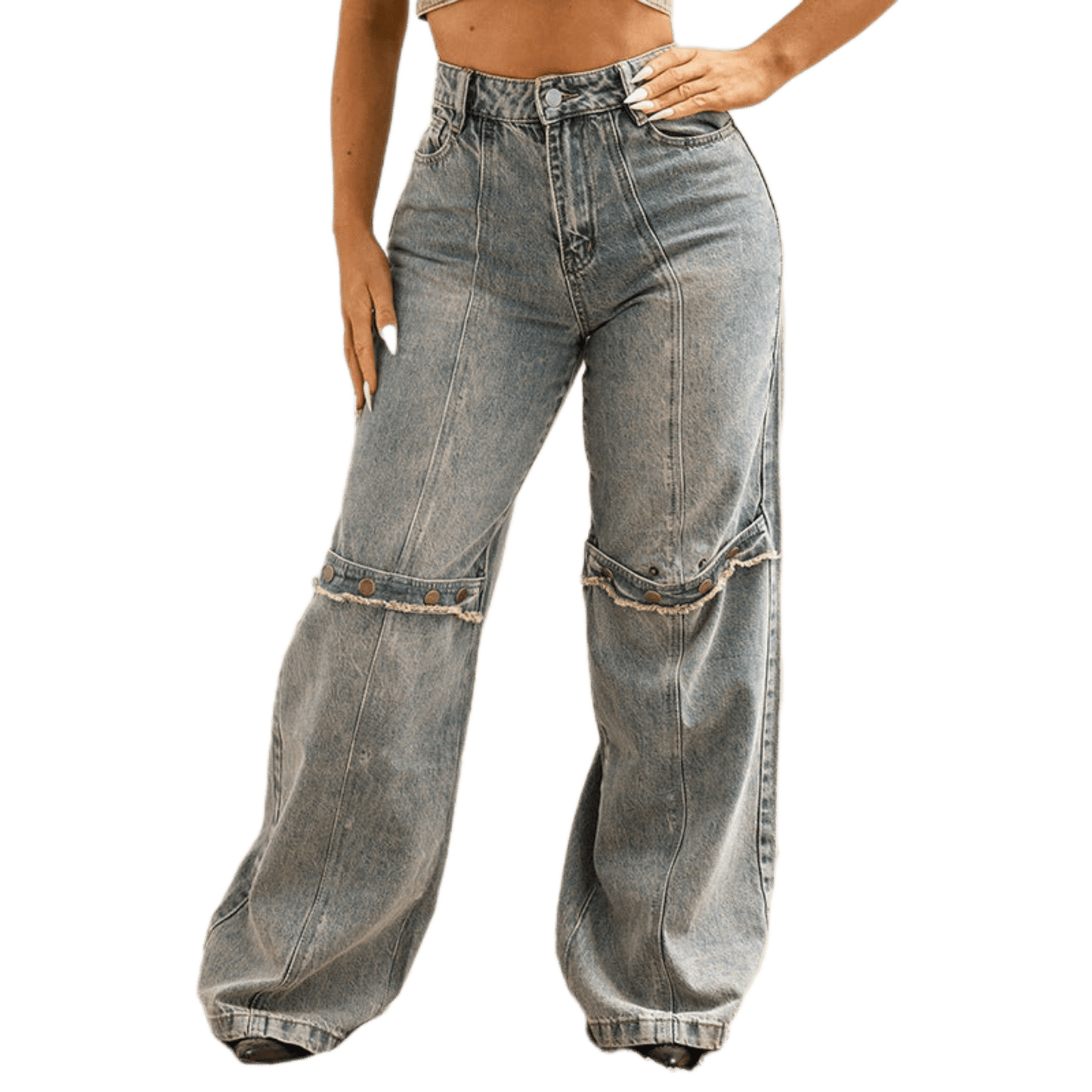 CLDSZN “Lowkey Loud” Wide - Leg Denim – Y2K Washed Grunge Fit for Her - CLDSZN