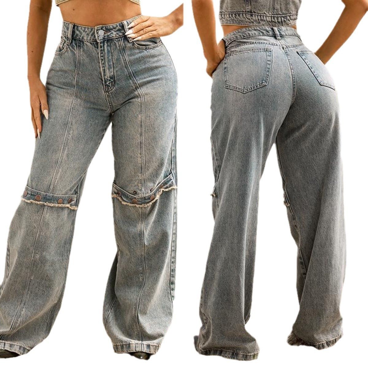 CLDSZN “Lowkey Loud” Wide - Leg Denim – Y2K Washed Grunge Fit for Her - CLDSZN