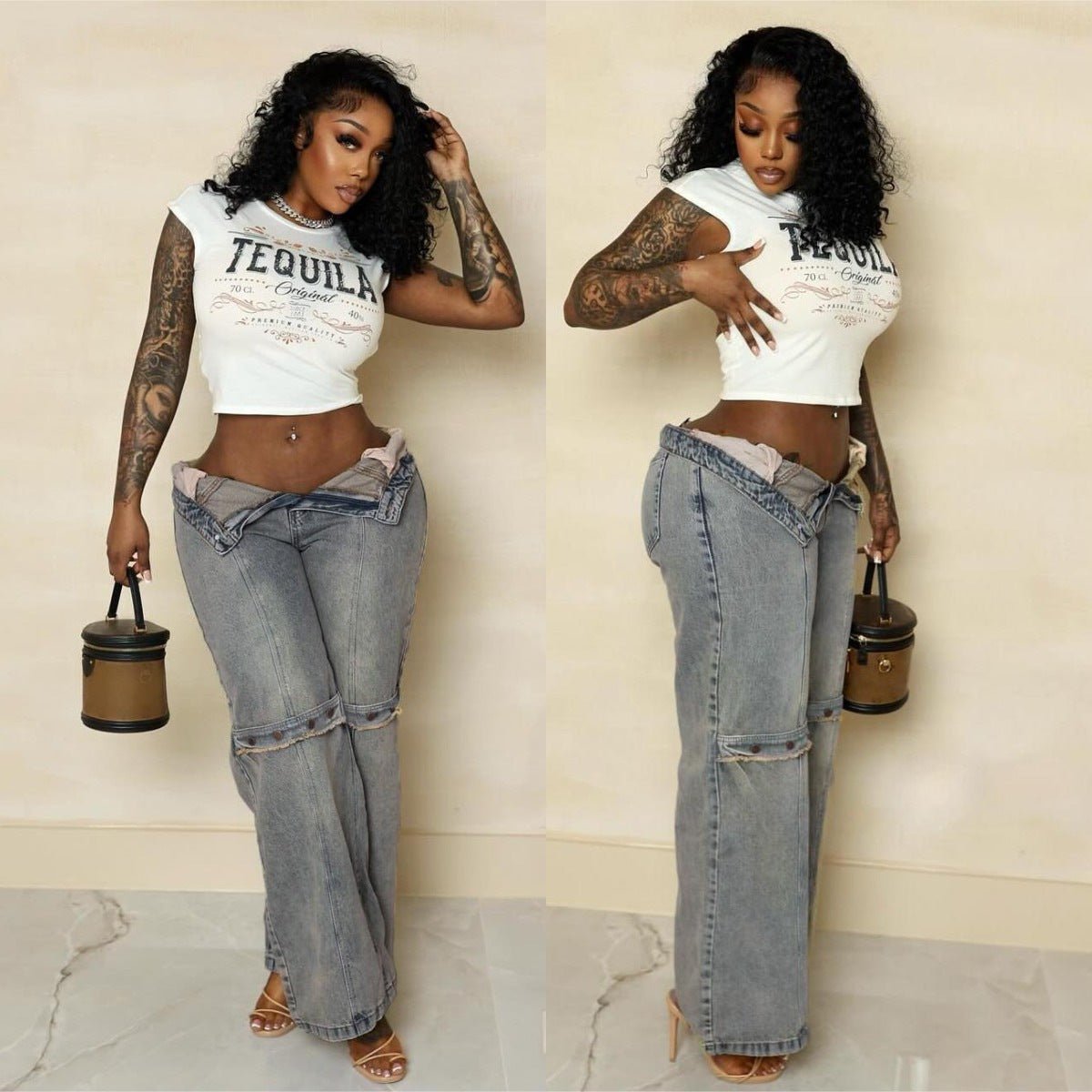 CLDSZN “Lowkey Loud” Wide - Leg Denim – Y2K Washed Grunge Fit for Her - CLDSZN