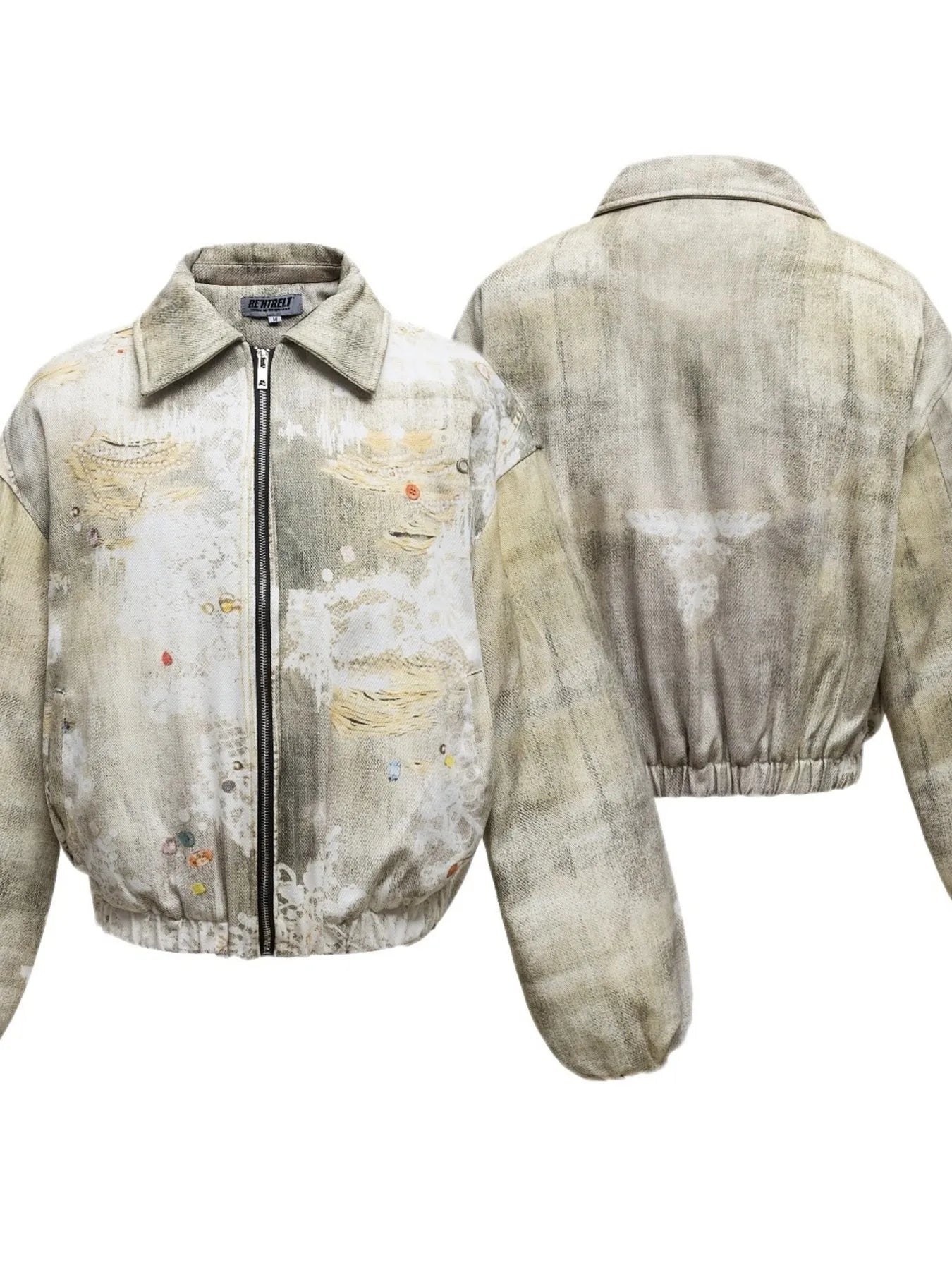 CLDSZN Men’s Distressed Paint Splatter Zip - Up Jacket – Streetwear Outerwear - CLDSZN