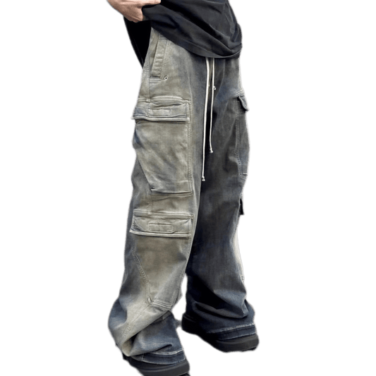 CLDSZN Gradient Cargo Jeans – Washed Wide - Leg Street Fit - CLDSZN