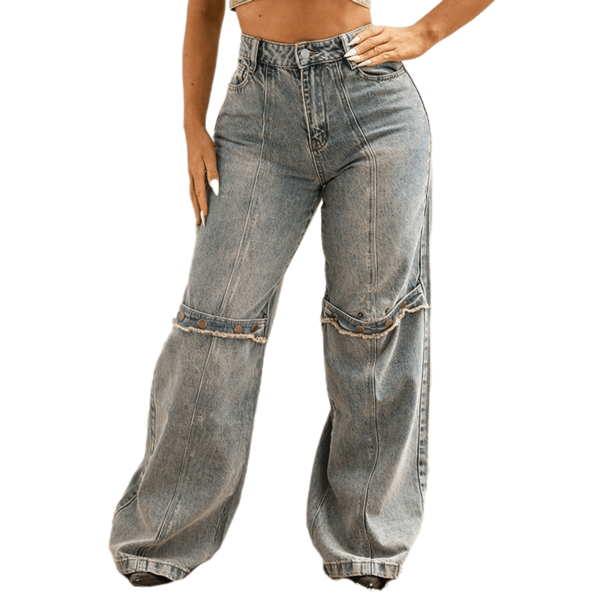 CLDSZN “Lowkey Loud” Wide - Leg Denim – Y2K Washed Grunge Fit for Her - CLDSZN