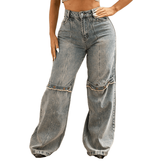 CLDSZN “Lowkey Loud” Wide - Leg Denim – Y2K Washed Grunge Fit for Her - CLDSZN
