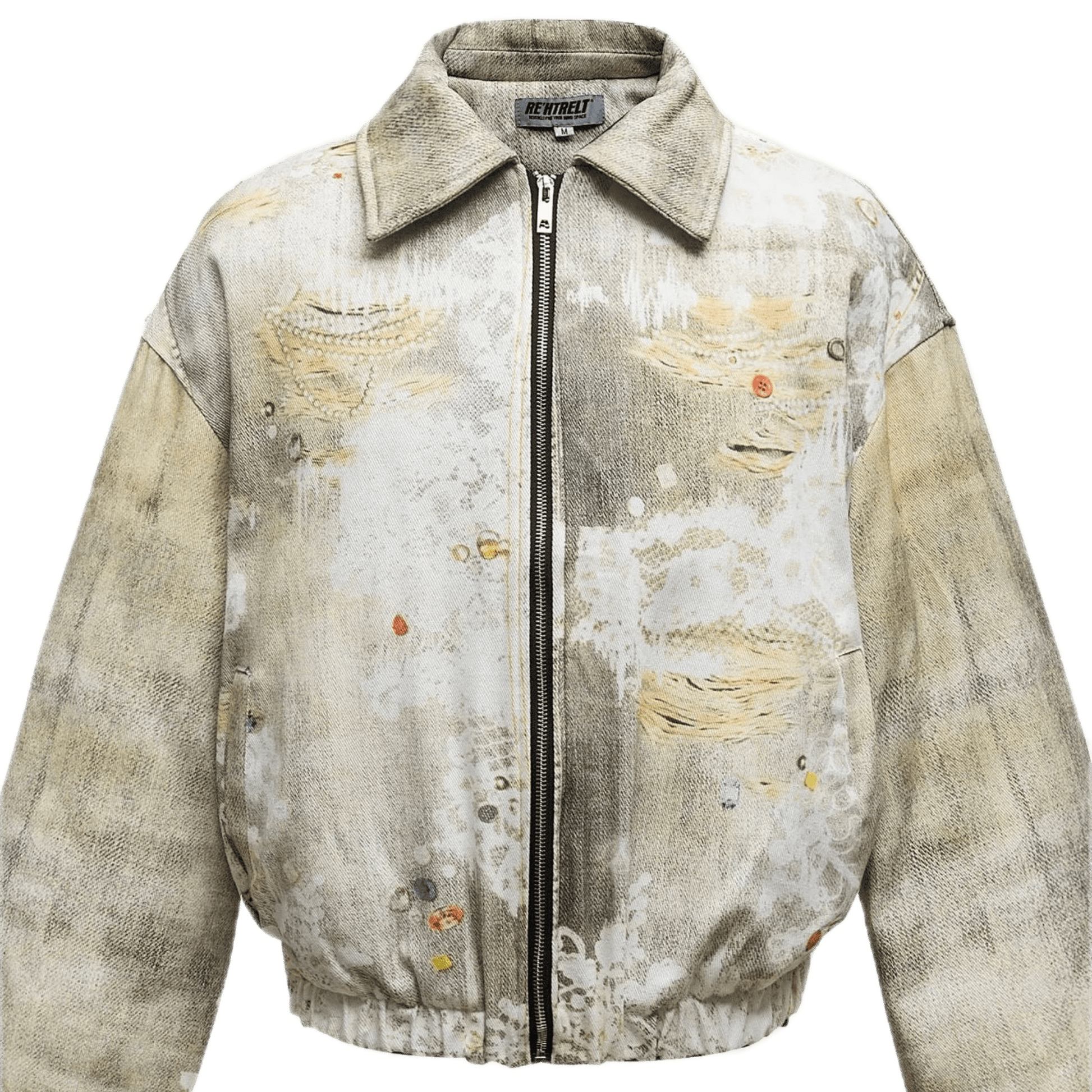 CLDSZN Men’s Distressed Paint Splatter Zip - Up Jacket – Streetwear Outerwear - CLDSZN