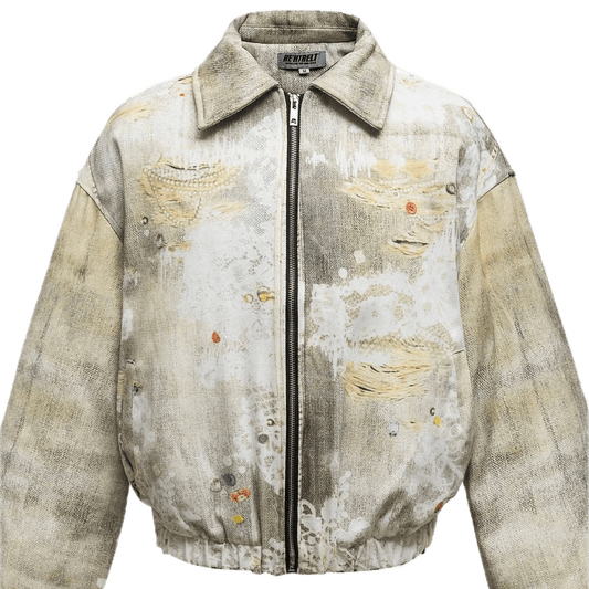 CLDSZN Men’s Distressed Paint Splatter Zip - Up Jacket – Streetwear Outerwear - CLDSZN